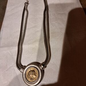 Elegant Silver and Gold Pendant Necklace
